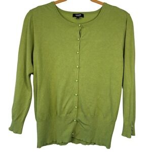 Premise Studio Womens Green Button Up Cardigan Sweater Size Small